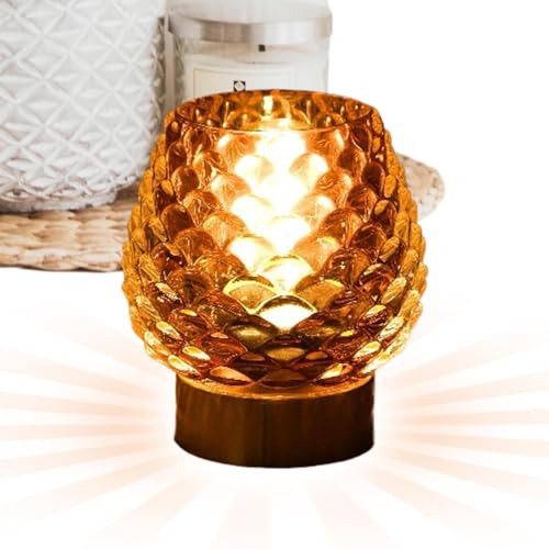Aibyks lámpara de noche, lámpara de mesa al aire libre | Lámpara de mesita de noche LED Luz exterior,Luz ambiental portátil de la mesita de noche en forma de cono de pino para niños, todas las edades,
