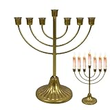 Éléments de design classique : avec sa configuration à neuf branches et son style vintage, ce bougeoir juif reflète les designs traditionnels de la menorah adaptés aux célébrations de Hanoukka.