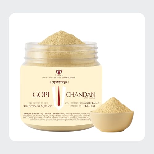 Image of Gopi Chandan Original White Chandan Powder for Tilak & Pooja | Safeed Chandan Vaishnav Tilak from Gopi Talab Mixed with Braj Raj | Krishna Vishnu Ram Chandan Tilak | Pure Chandan Powder