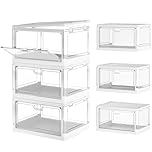 TidyTrove Storage Boxes with Lids - 23L*3 Plastic Storage Box with 3 Lids, Stackable Storage Boxes, Storage Drawers, Large Storage Box with Lids for Bedroom, Living Room, Kitchen, 3 Packs