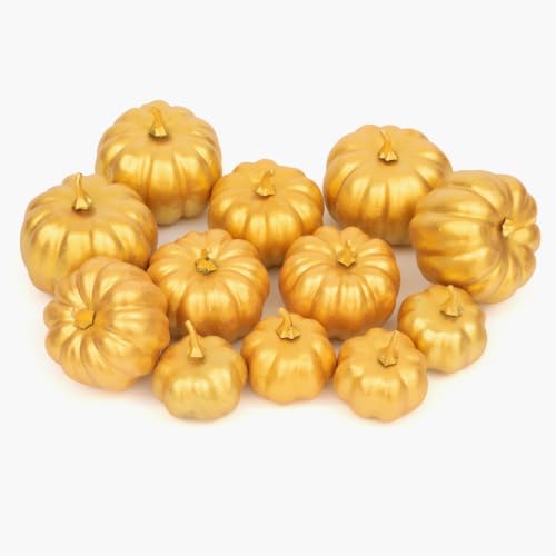 Image of Ogrmar 12 Pack Artificial Assorted Pumpkins, Mini Fake Pumpkins