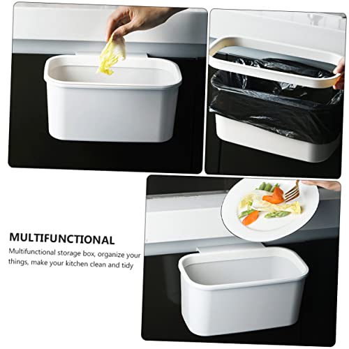 Caneca de basura colgante rectangular blanca para cocina miniatura 2