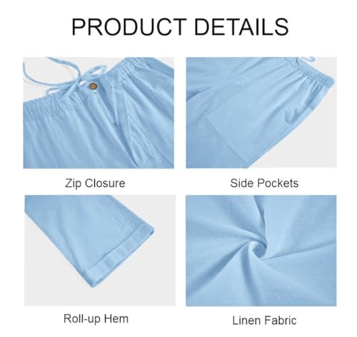 Image of Gafeng Mens Linen Pants Yoga Casual Beach Summer Harem Baggy Trousers