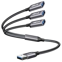 KiwiBird USB Splitter 1 zu 3 USB Verteiler (1x USB3.0, 2X USB2.0) Y Kabel 3.0 Adapter Erweiterung Ladekabel für Strom und Daten Mini HUB Kompatibel mit Laptop Drucker PC Tastatur Maus