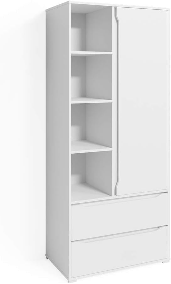 Vicco Kleiderschrank Schlafzimmerschrank Ruben 80cm mit Kleiderstange Schubladen