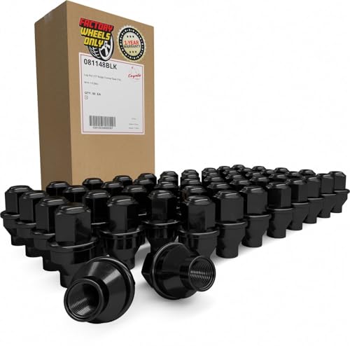 Image of Wheel Accessories Parts 50 Pcs M14x1.5 14x1.5 Thread ET OEM Factory Style Lug Nuts 1.95 inch Long Black 13 /16 inch 21mm Hex Fits Ford 2015+ Expedition | F-150 | 2023+ Lightening | Lincoln 2015+ Navigator