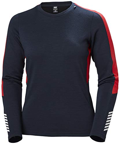 Helly-Hansen Womens LIFA Merino Lightweight Crew Base Layer Shirt, 597 Navy, Medium