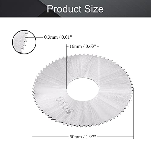 Utoolmart HSS Saw Blade Discs 50mm OD 0.3mm Thickness 72 Tooth Circular Slitting Saw Cutting Tool for Wood Metal Plastic - Image 2