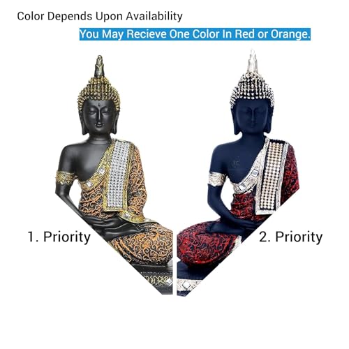Image of Polyresin Buddha Statue for Home Decor, Gifting Items Buddha Idol Showpiece (Orange and Red)