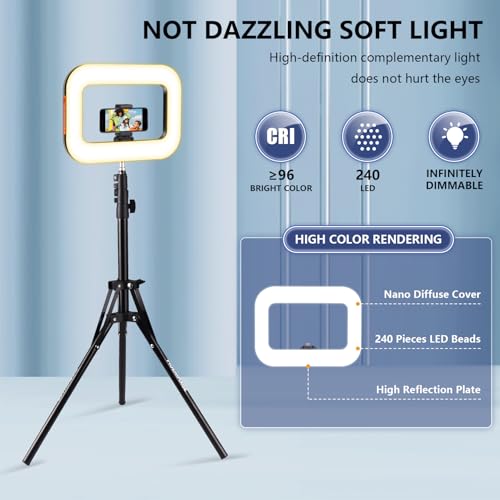 PIOENIMAGE Rechargeable Portable Ring Light for Phone, LED Smartphone Light, Phone Video Stabilizer, Square Ring Light for Photography, Video Recording, Live Stream - image 3