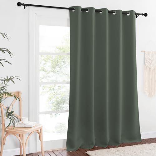 NICETOWN Blackout Curtain for Bedroom 102 inches Long - Grommet Thermal Curtain Light Blocking Room Darkening Window Treatment for Living Room (Dark Mallard, 1 Panel, W66 x L102)
