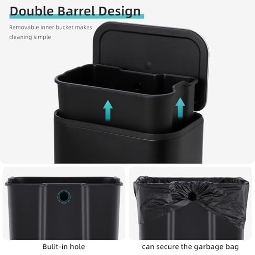 Caneca de basura rectangular acero inoxidable 8 gal miniatura 5