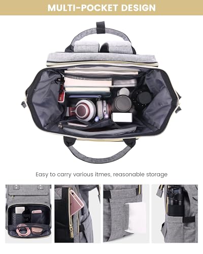 LOVEVOOK Laptop Backpack for Women, 15.6 Inch Travel Backpack with Laptop Compartment, Water Resistant Work Backpack for Teacher Nurse Doctor, Anti-theft Computer Bag with Charger, Grey