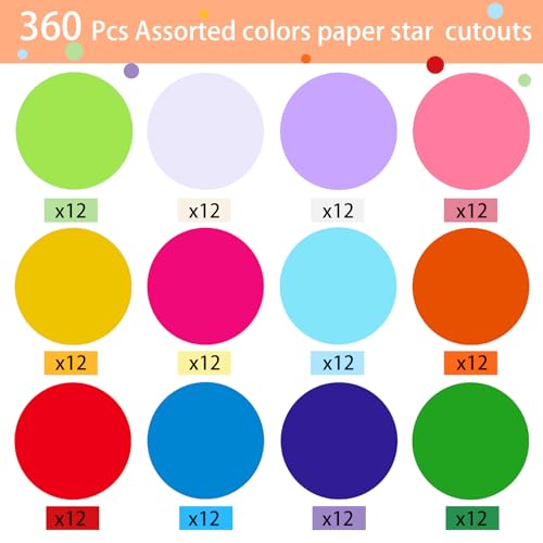 Image of Kisston 360 Pcs Round Cutouts Paper 3.9 Inch Assorted Color Die Cuts for DIY Craft Projects School Classroom Bulletin Board Decor