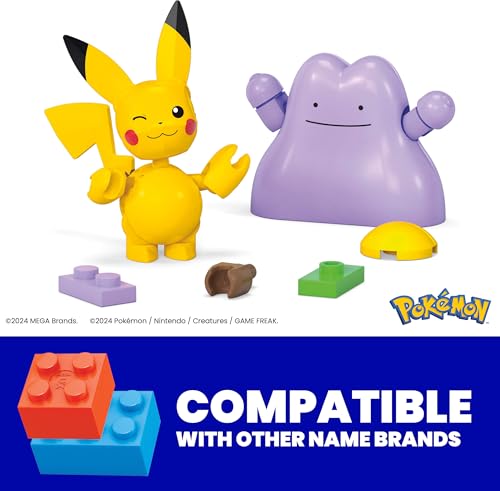 MEGA Pokémon Action Figure Building Toys Set, Poké Ball 2-Pack, Pikachu and Ditto with 42 Pieces, for Kids - Image 3