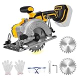 5 Inch Cordless Circular Saw for Dewalt 20V Battery (No Battery), Power Wood Saw with Brushless Motor, 0-45° Cutting Bevel, Max Cutting Depth 1.6'(90°), 1.28'(45°), Idea for Wood, Plastic, Soft Metal