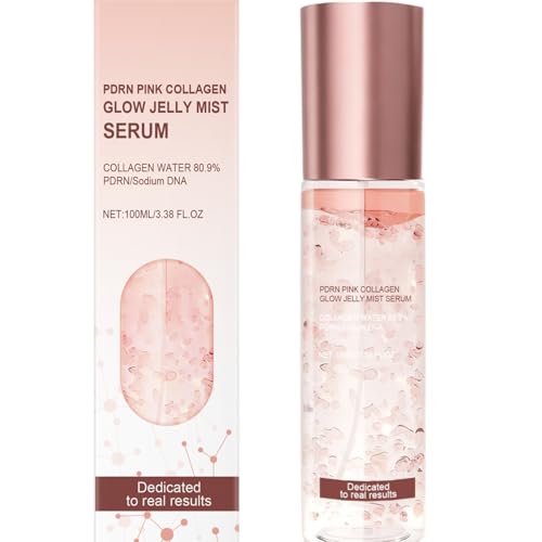 PDRN Pink Collagen Glow Jelly Mist Serum, Hydrating Facial Spray with Collagen Water, Lightweight Moisturizing Face Mist for Radiance & Skin Comfort, Daily Skincare Spray 100ml (1pcs)