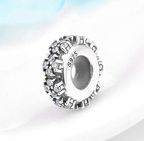Sparkling Spacer Charm Rubber Stopper Spacer Bead 925 Sterling Silver Clip Charm fit Pandora Style Charm Bracelets (Sparkling Flower Spacer) - Image 2