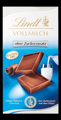 Lindt Schokolade Vollmilch ohne Zuckerzusatz | 100 g Tafel | Feinste und ohne Gluten | Schokoladengeschenk