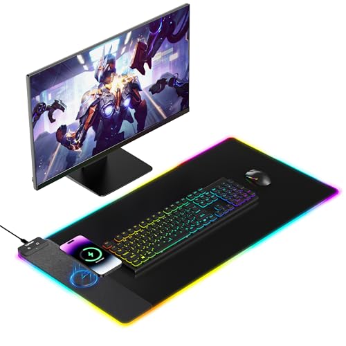 TopMade Wireless Charging Mouse Pad, RGB Gaming Mousepad Home Off...