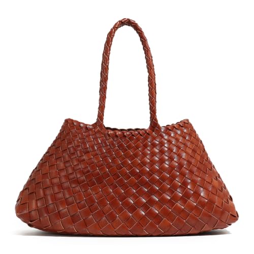 Image of Rejolly Basket Tote Bag for Women Woven PU Leather Shoulder Handbag Chic Purse