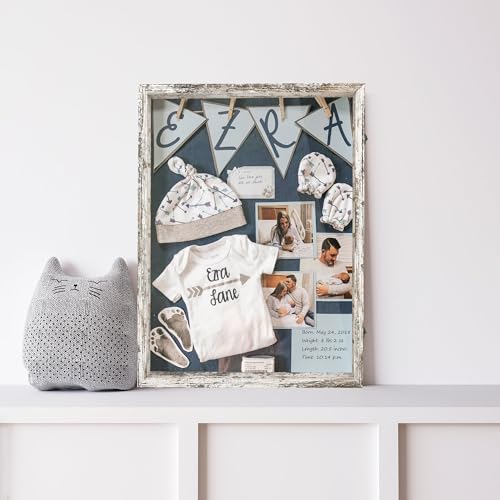Image of FramePro Shadow Box Frame Display Case 18x24 with Removable Shelves, Deep Memory Box Trinket Knick Knack Shelf Cabinet for Collector, Keepsake Coins Military Medals Wedding Flowers White