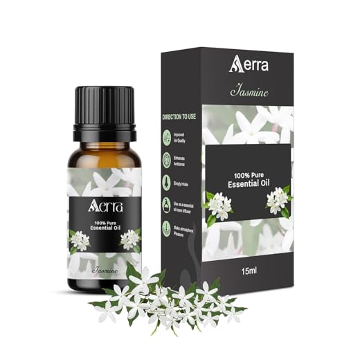 Image of Aerra Jasmine Essential Oil 15ml | Diffuser 100% pure steam-distilled. Triple-tested purity. Amber glass + dropper. Soft floral aroma. Diffuser, aroma lamp, skin & hair. Potpourri. Vegan. Daily use.