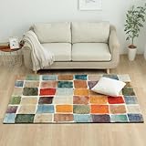 イケヒコ ラグ 選べる 絨毯 ウィルトン トルコ パレット 80×140cm マルチ タイル調 抗菌防臭 消臭機能 へたりにくい #2347309