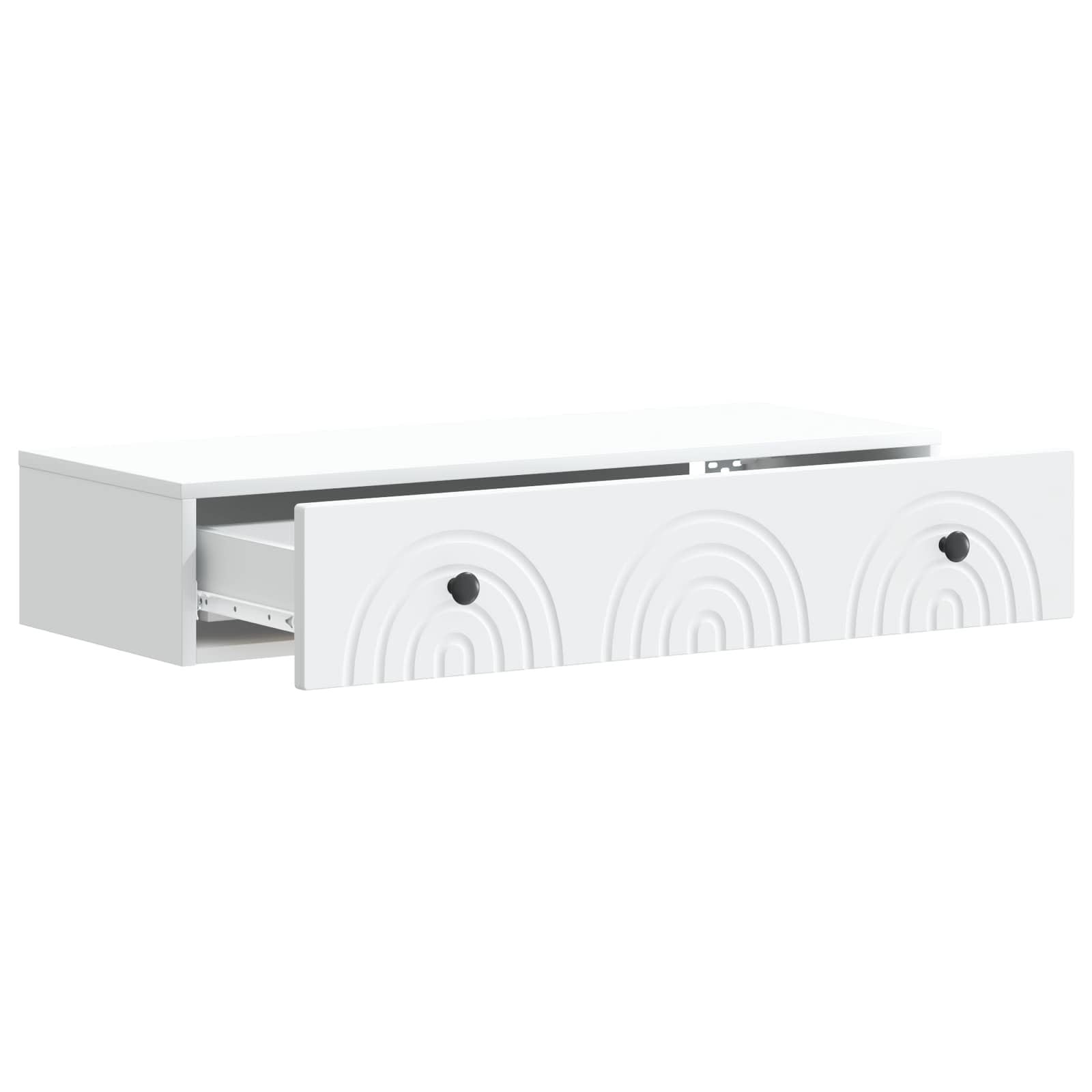 Tavolino da parete in legno bianco, 87,5 x 34,5 x 17 cm, con cassetto, per soggiorno, ufficio, corridoio, versatile, organizer multiuso