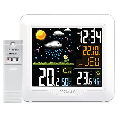 La Crosse Technology - WS6820 Station Météo radio-pilotée avec écran LCD coloré - Blanc