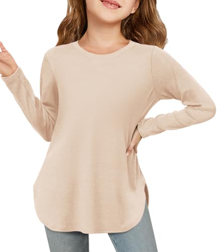 Image of Haloumoning Girls Long Sleeve T Shirts Kids Crewneck Tops 5-14 Years