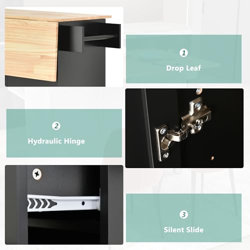 Kitchen-Island-with-Drop-Leaf-Large-Kitchen-Island-Cart-on-Wheels-with-Storage-527-Inch-Rolling-Kitchen-Cart-Black Kitchen Island with Drop Leaf Large Kitchen Island Cart on Wheels with Storage 527 Inch Rolling Kitchen Cart Black