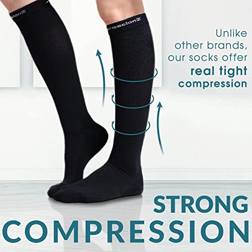 Image of CompressionZ 30-40 mmHg Compression Socks for Women & Men | Knee-High Support Stockings Travel, Nurses and Athletes