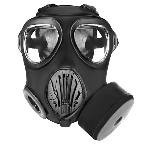 Parcil Distribution IIR-100 Recon Tactical Gas Mask – Class 3 – Full Face Military & Survival Respirator – Dual 40mm NATO Ports & Hydration – Chemical & Gas Protection