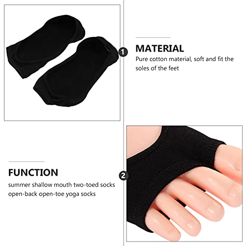 Generic 1 Pair Black Women No Show Peep Toe Sock Toeless Cotton Non Slip Shoe Liner Open Toe Socks Yoga Sock, 26X7Cm, E17L50Tf180 #TOP1