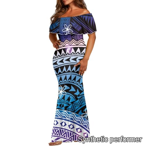 Image of Polynesian Dresses for Women Off Shoulder Maxi Dress Puletasi Samoan Dresses S-7XL