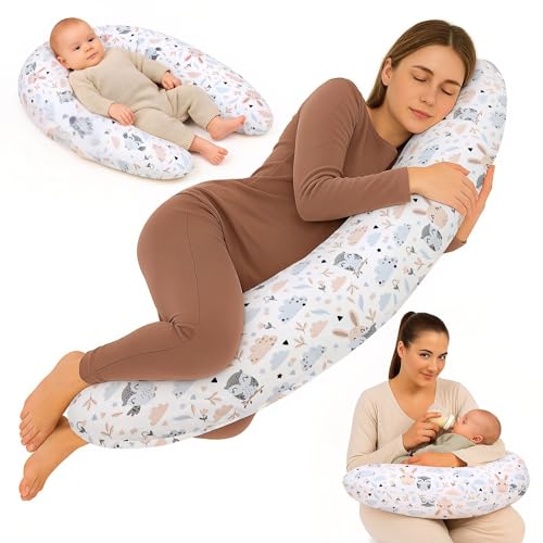 Totsy Baby Stillkissen XXL Schwangerschaftskissen 190 cm - Pregnancy Pillow Body Pillow Seitenschläferkissen Schlafkissen Lagerungskissen Kissen mit Bezug aus Baumwolle Oeko-Tex