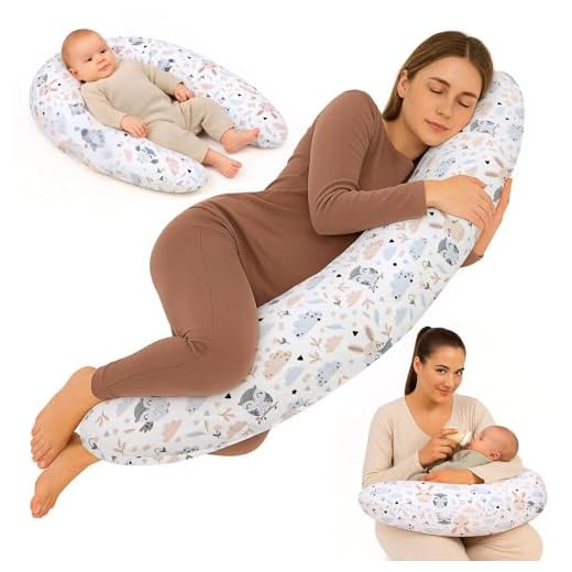 Totsy Baby Cuscino per allattamento xxl cuscino per dormire laterale - Cotone Cuscino per gravidanza Cuscino per posizionamento per adulti Gufi