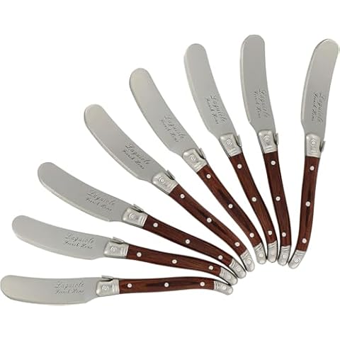 French Home Laguiole Spreader Set – 8 Piece Cheese & Butter Spreader Set with Pakkawood Handles – Elegant & Practical Charcuterie Tools (6.25") Cover