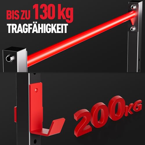 Ultrasport Fitness Power Rack Tower I Freistehendes Squat Rack mit Klimmzugstange I Langhantel Powerrack I Kraftturm I Fitnessturm für Zuhause I Gym Cage mit verstellbaren J-Hooks bis 200 KG
