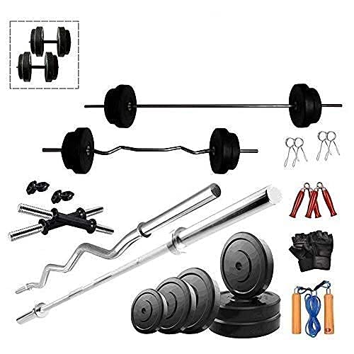 VAISHNAVI FITNESS 10KG PVC Dumbbell Weight with 3ft Curl-3ft Straight Rod, 2 Dumbbell Rod Home Gym Equipments Accessories Combo Set-image-21