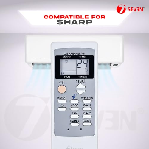 Image of 7SEVEN Compatible with Sharp AC Remote Control CRMC-A764JBEZ Model 76 Suitable for 1 1.5 2 Ton Split and Window Air Conditioner - Match Each Key by Key Exactly with Existing AC Remote Function