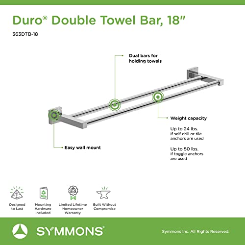 Symmons 363Dtb-18 Duro 18 In. Wall-Mounted Double Towel Bar In Polished Chrome #TOP3