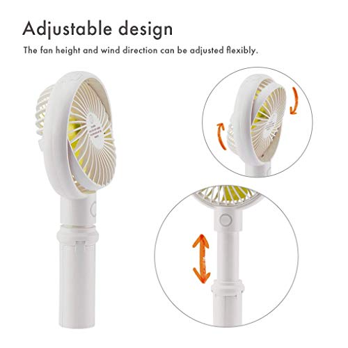 Image of INONE Portable Electric Mini Fan hand fan handheld fan With tripod Stand 2000mAh rechargeable battery fan F12 (White)