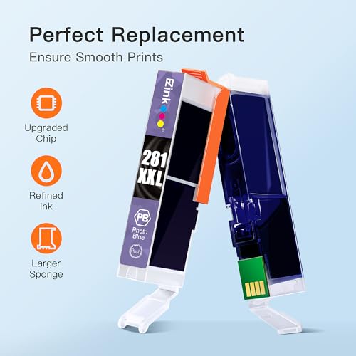 Image of E-Z Ink Compatible Ink Cartridge Replacement for Canon CLI-281XXL CLI 281 XXL to use with PIXMA TS8320 TS8220 TS8120 TS9120（Photo Blue，3 Pack）