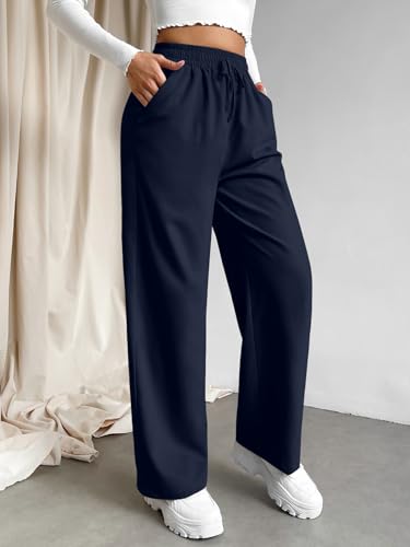 Image of Aahwan Grey Solid Oversized Wide Leg Baggy Korean Trousers for Women & Girls'
