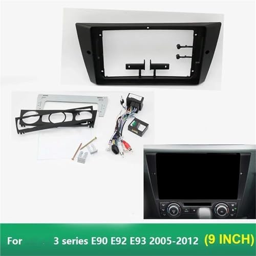 Cadre autoradio 2 DIN pour BMW 3 E90 E93 9 pouces kit console de bord avec câble