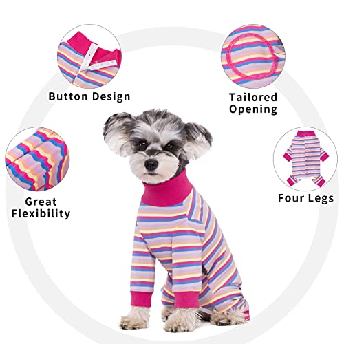 Image of Dog Surgery Recovery Suit for Small Dogs, 4-Legged Dog Onesie After Surgery with Back Snaps, Breathable Cotton Spay and Neuter Bodysuit for Female and Male Dogs