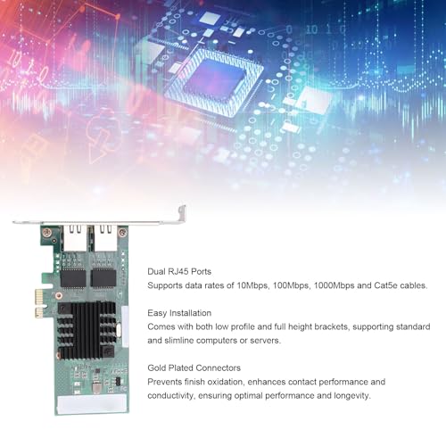 Zunate Ethernet PCI Express Dual RJ45 Puertos 82571 Controlador Adaptador Gigabit PCIe para Linux VMware, Brackets de Perfil Bajo y Altura Completa, 10/100/1000Mbps miniatura 5