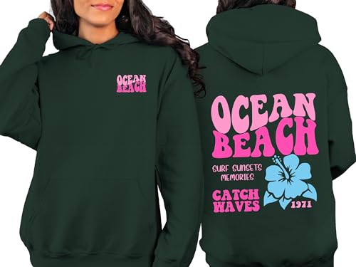 Ocean Beach Hoodie, Front And Back Sweatshirt, Aesthetic Hoodie, CA Surf Tee, Trendy Oversized Sweatshirt, Coconut Hoodie2